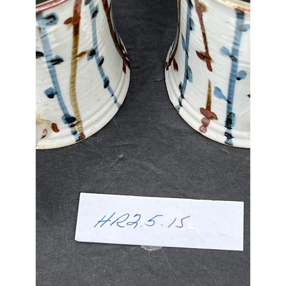 Vintage Pottery Thrown Mugs 2 Set CoffeeTea Retro 90s Hand Painted Boho - Picture 8 of 8